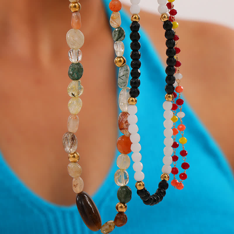Olivenorma Vintage Natural Stone Beaded Necklace