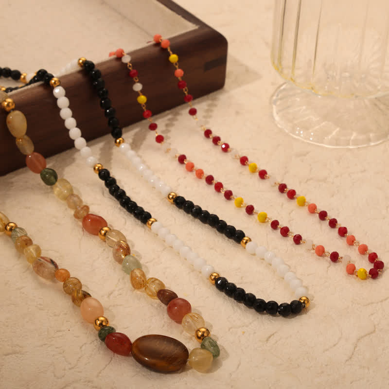 Olivenorma Vintage Natural Stone Beaded Necklace