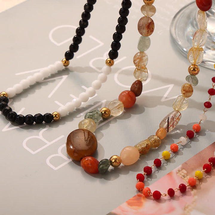 Olivenorma Vintage Natural Stone Beaded Necklace
