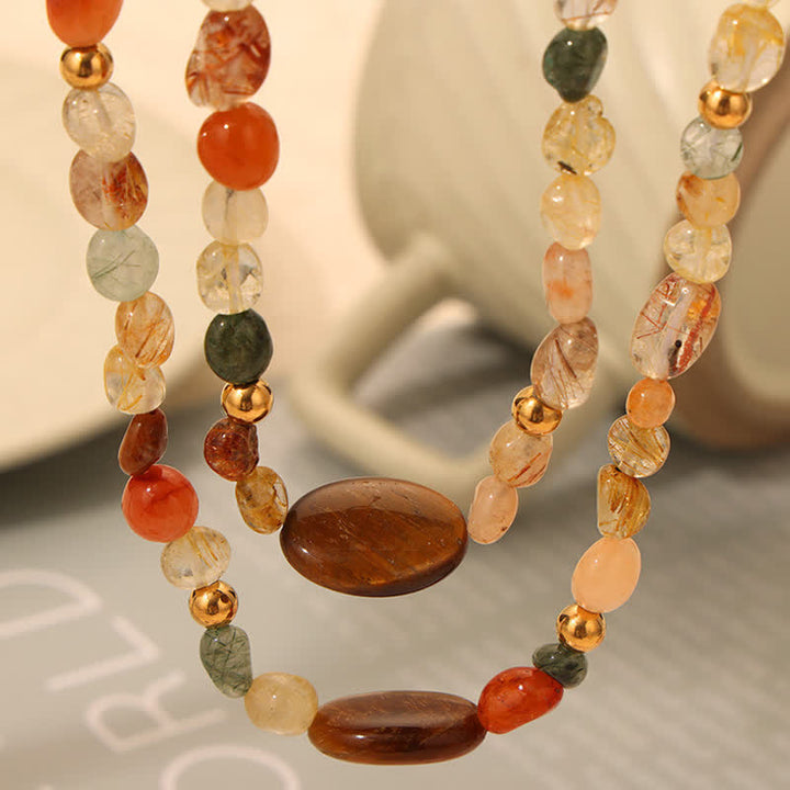 Olivenorma Vintage Natural Stone Beaded Necklace
