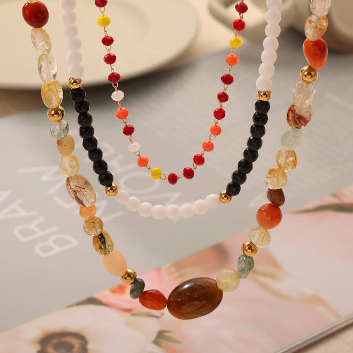 Olivenorma Vintage Natural Stone Beaded Necklace