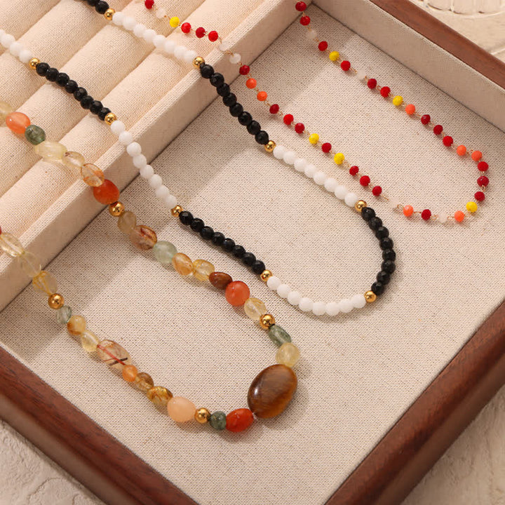 Olivenorma Vintage Natural Stone Beaded Necklace