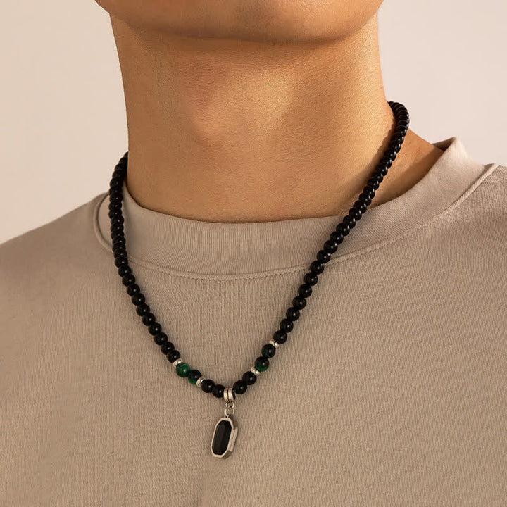 Olivenorma Black Onyx Natural Stone Beads Men Necklace