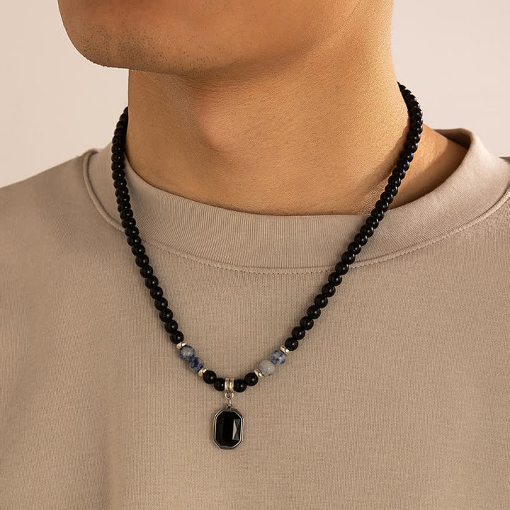 Olivenorma Black Onyx Natural Stone Beads Men Necklace