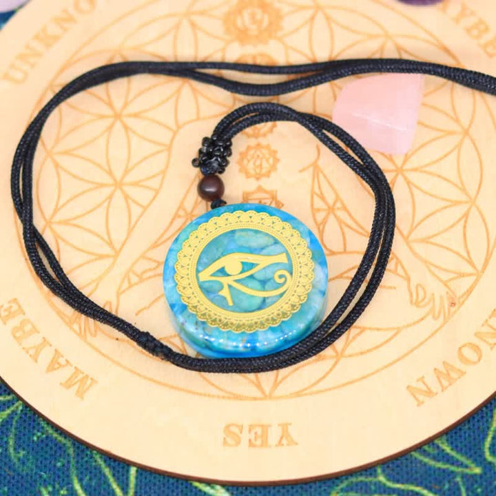 Olivenorma Natural Aquamarine Eye Of Horus Orgone Necklace