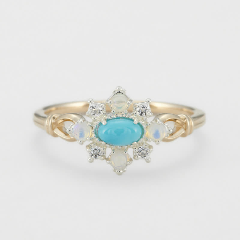 Olivenorma "Sea Anemone" Diamond Turquoise Opal Silver Ring