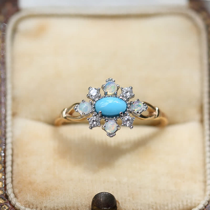 Olivenorma "Sea Anemone" Diamond Turquoise Opal Silver Ring