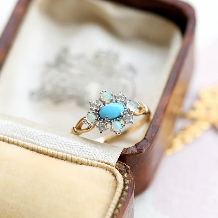 Olivenorma "Sea Anemone" Diamond Turquoise Opal Silver Ring