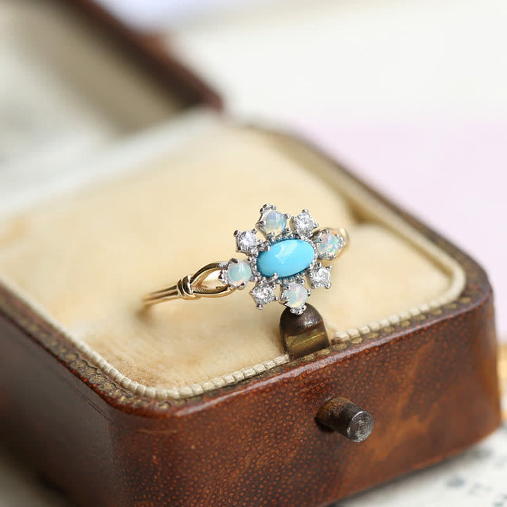 Olivenorma "Sea Anemone" Diamond Turquoise Opal Silver Ring