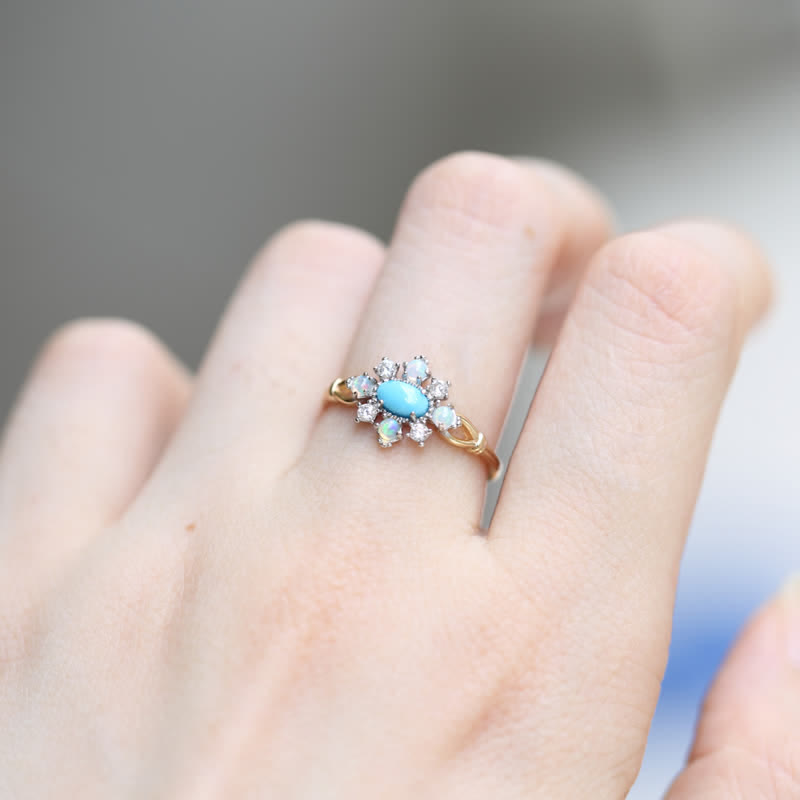 Olivenorma "Sea Anemone" Diamond Turquoise Opal Silver Ring