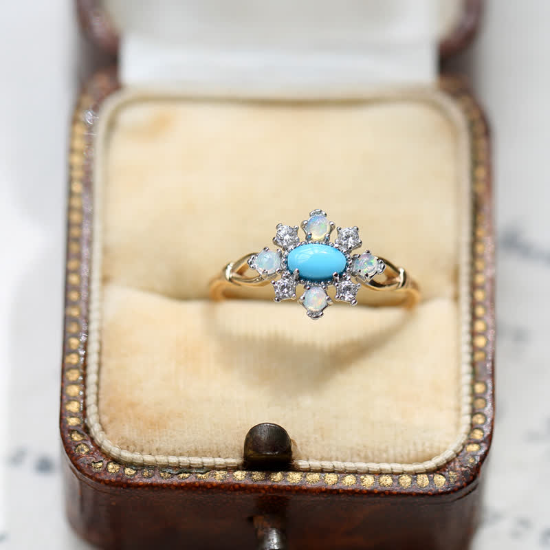 Olivenorma "Sea Anemone" Diamond Turquoise Opal Silver Ring