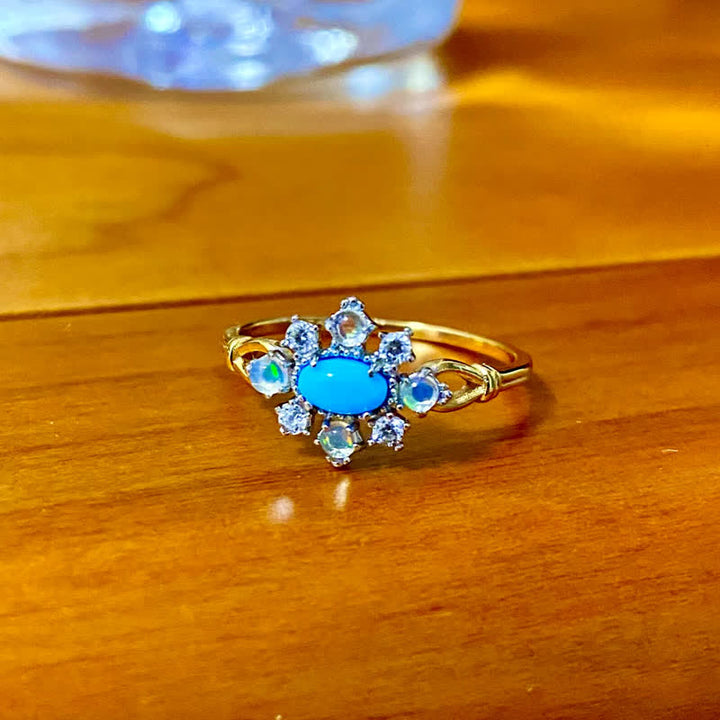 Olivenorma "Sea Anemone" Diamond Turquoise Opal Silver Ring