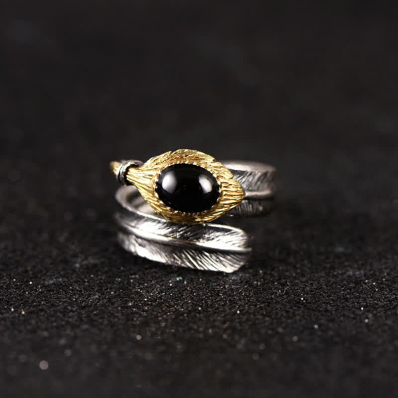 Olivenorma S925 Silver Curved Feather Shape Open Ring - image 15