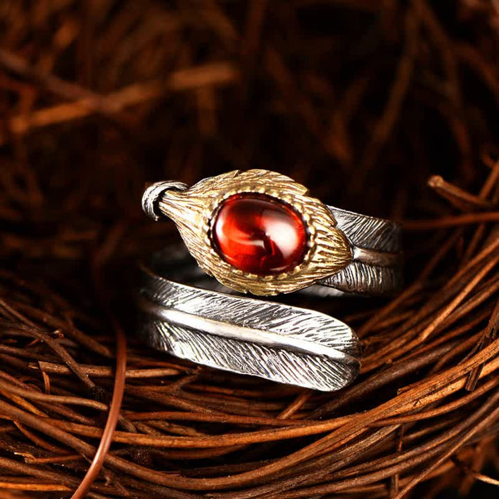 Olivenorma S925 Silver Curved Feather Shape Open Ring - image 0