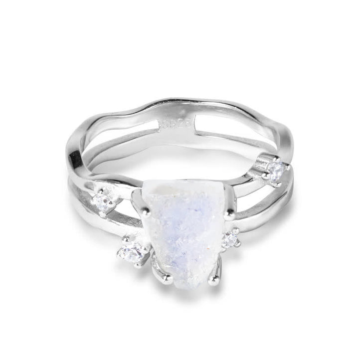 Olivenorma Cut Irregular Triangle Moonstone Silver Ring