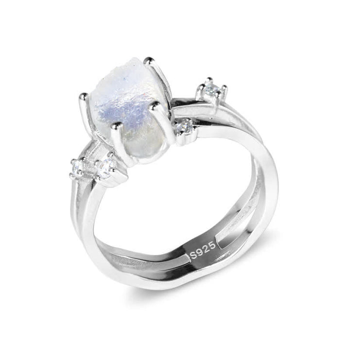 Olivenorma Cut Irregular Triangle Moonstone Silver Ring