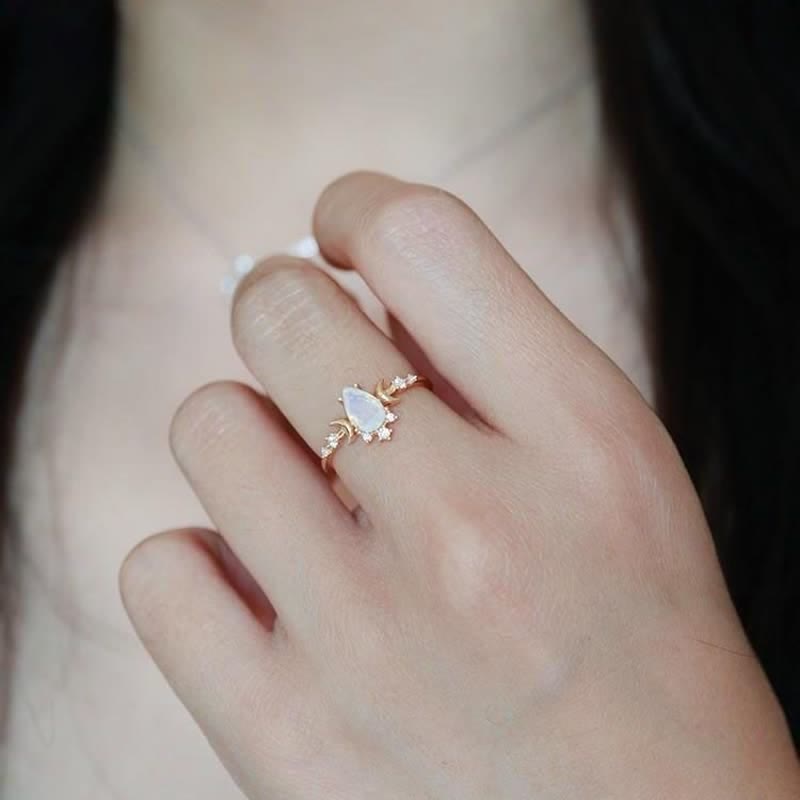 Olivenorma "Moonlight Goddess" Vintage Moonstone Adjustable Ring