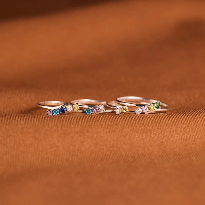 Olivenorma S925 Sterling Silver Birthstone Diamond Gift Card Ring - image 13