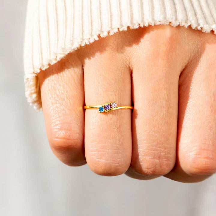 Olivenorma S925 Sterling Silver Birthstone Diamond Gift Card Ring - image 3