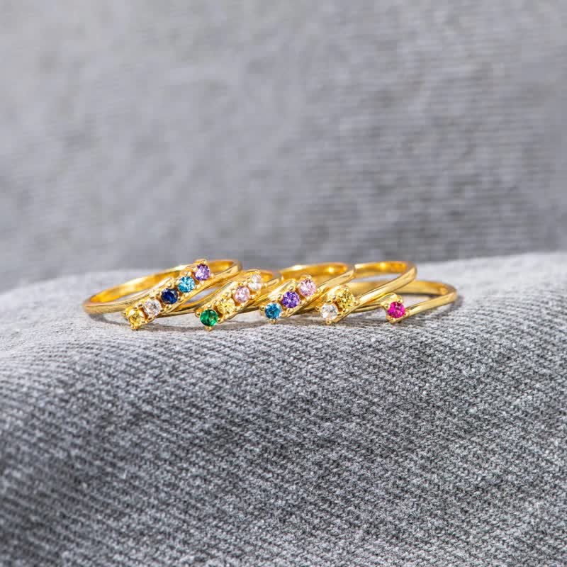 Olivenorma S925 Sterling Silver Birthstone Diamond Gift Card Ring - image 12