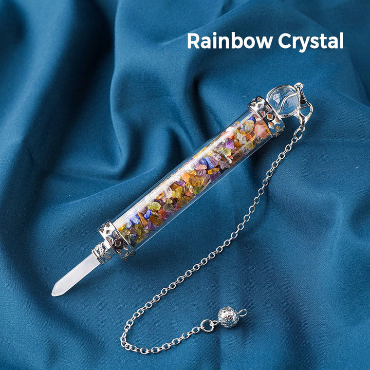 Olivenorma Natural Crystal Stone 7 Chakra Wishing Bottle Pendulum