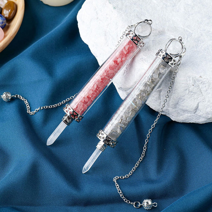 Olivenorma Natural Crystal Stone 7 Chakra Wishing Bottle Pendulum