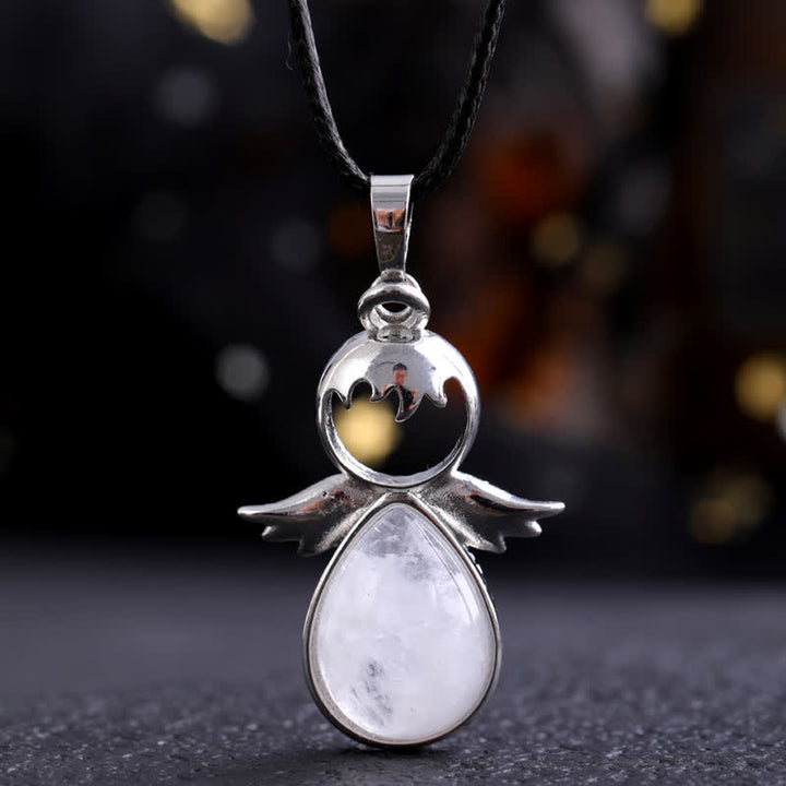 Olivenorma Angel Wing Crystal Drop Pendant Necklace