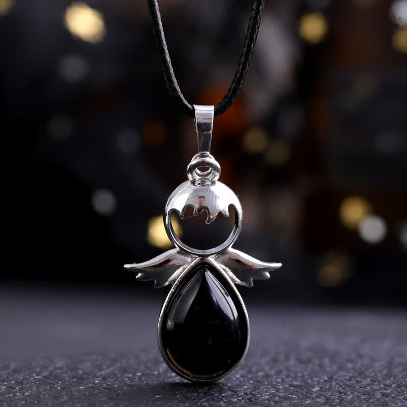 Olivenorma Angel Wing Crystal Drop Pendant Necklace