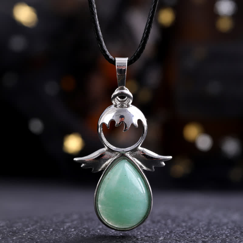 Olivenorma Angel Wing Crystal Drop Pendant Necklace - Green Aventurine - image 22