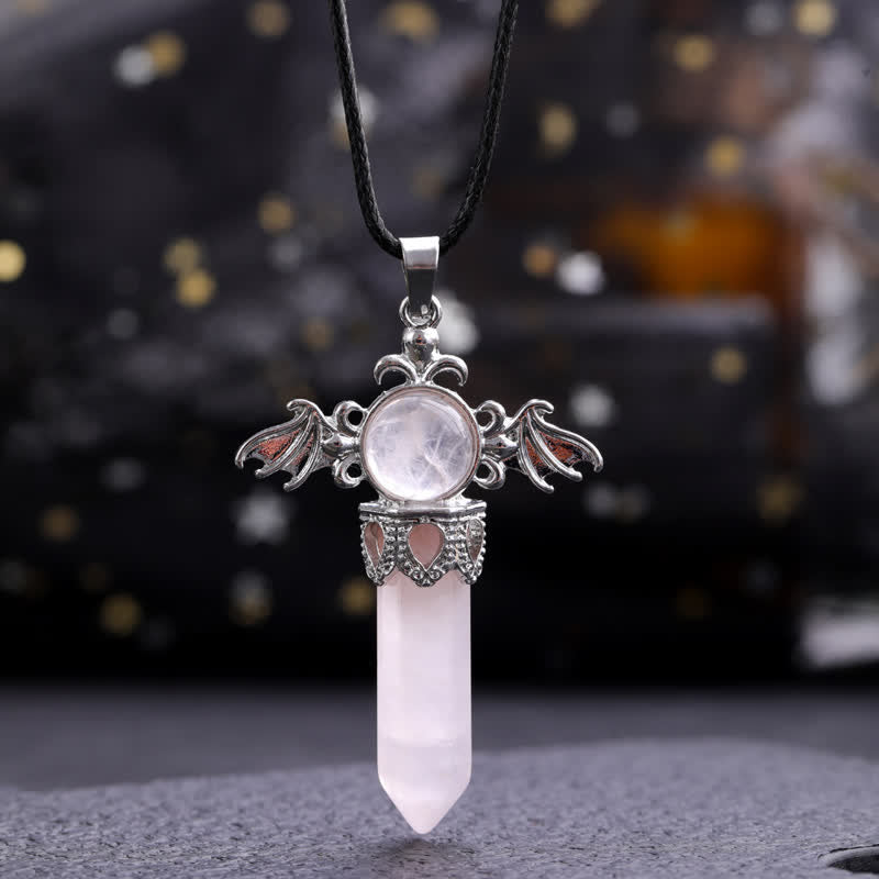 Olivenorma Natural Stone Angel Devil Wings Pendant Necklace