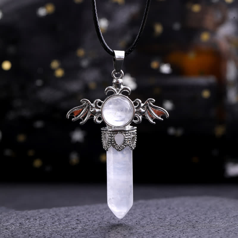 Olivenorma Natural Stone Angel Devil Wings Pendant Necklace