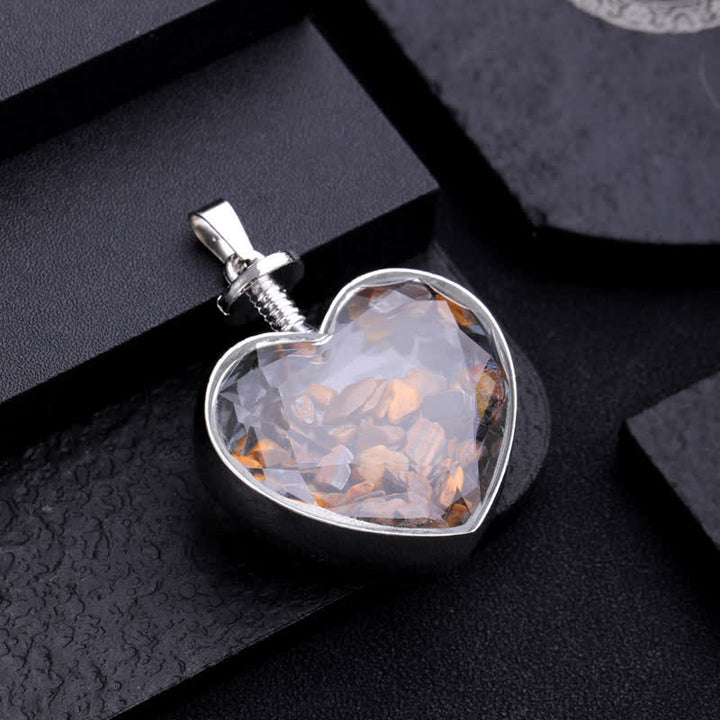 Olivenorma Natural Colorful Gravel Heart Glass Pendant Necklace