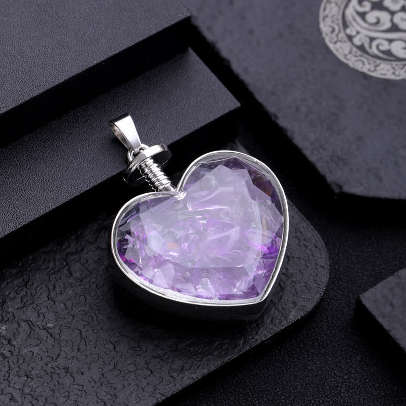 Olivenorma Natural Colorful Gravel Heart Glass Pendant Necklace