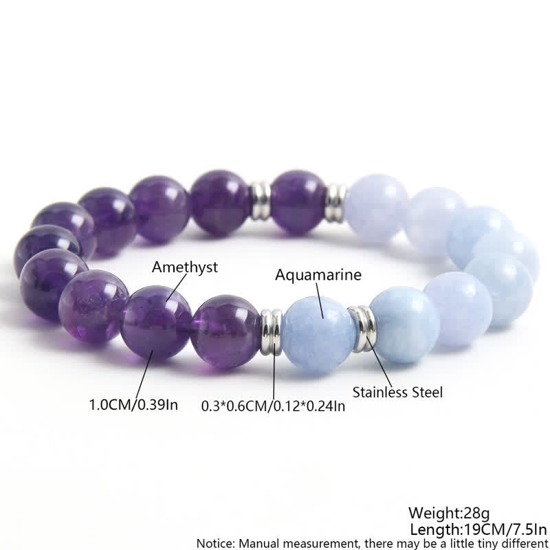 Olivenorma Aquamarine Amethyst Beaded Bracelet