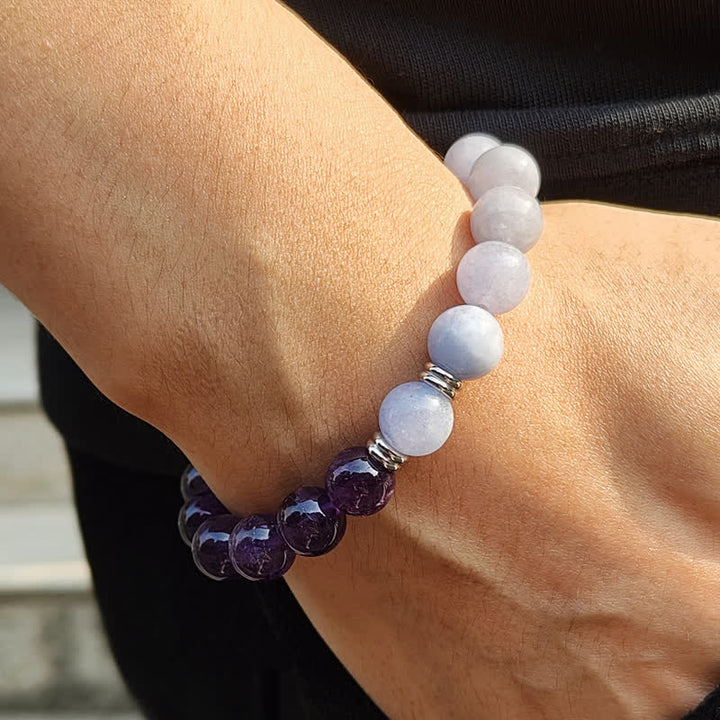 Olivenorma Aquamarine Amethyst Beaded Bracelet