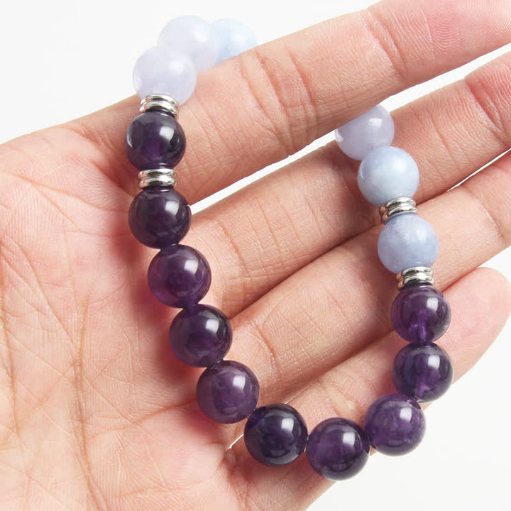 Olivenorma Aquamarine Amethyst Beaded Bracelet