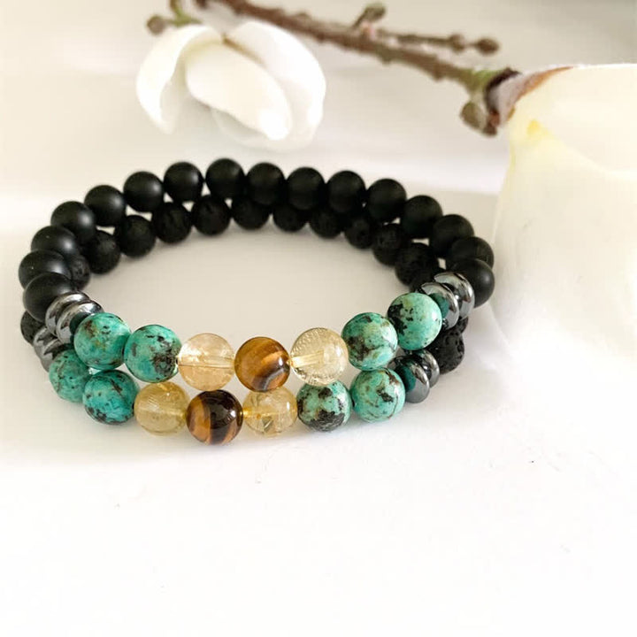 Olivenorma African Turquoise Lava Stone Beaded Bracelet