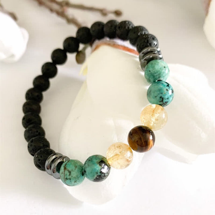 Olivenorma African Turquoise Lava Stone Beaded Bracelet