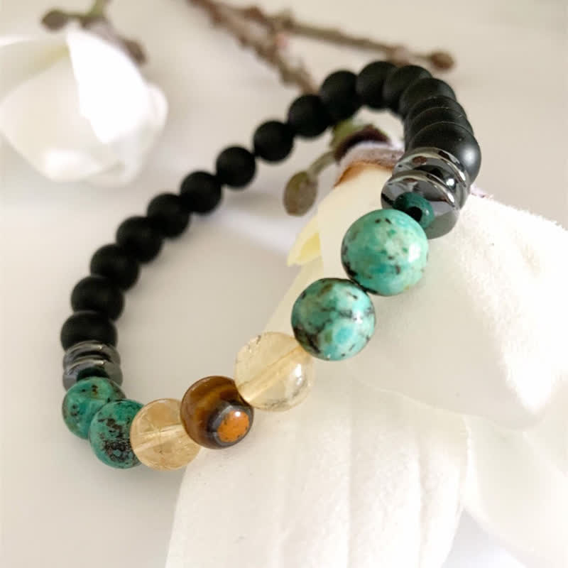 Olivenorma African Turquoise Lava Stone Beaded Bracelet