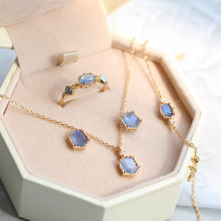 Olivenorma Natural Blue Moonstone Jewelry Set