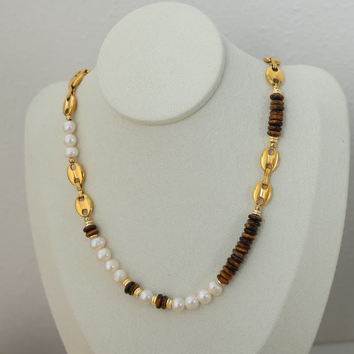 Olivenorma Natural Tiger Eye Freshwater Pearl Jewelry Set