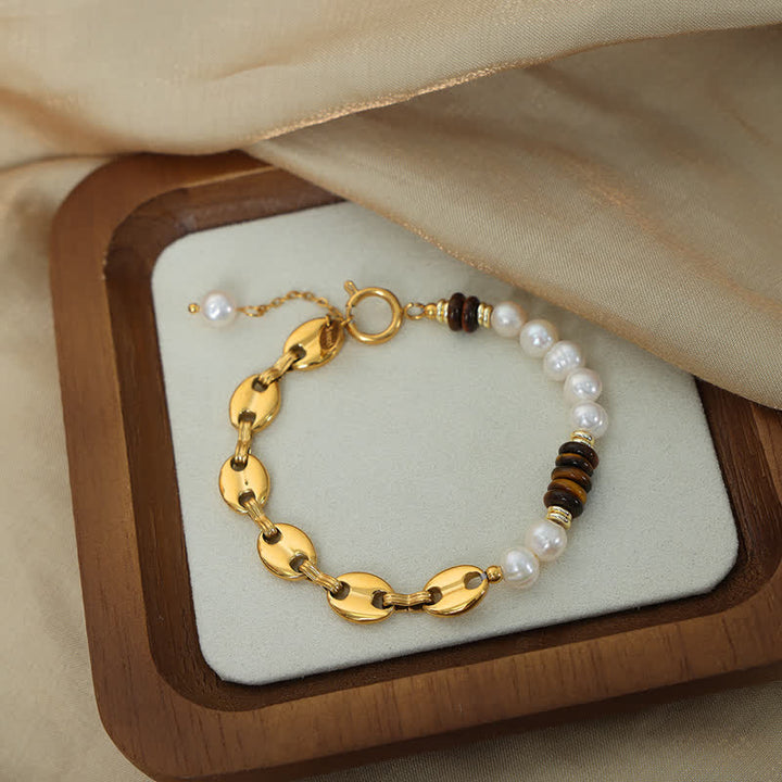 Olivenorma Natural Tiger Eye Freshwater Pearl Jewelry Set