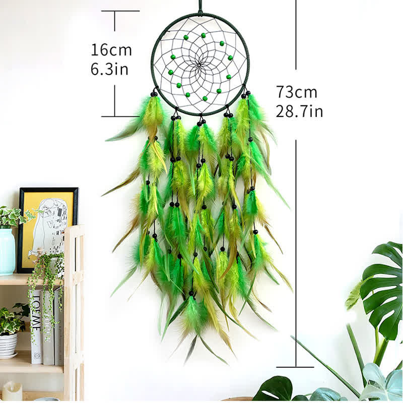Olivenorma Nordic Style Handwoven Colorful Feather Dream Catcher
