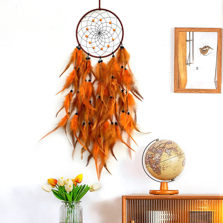 Olivenorma Nordic Style Handwoven Colorful Feather Dream Catcher