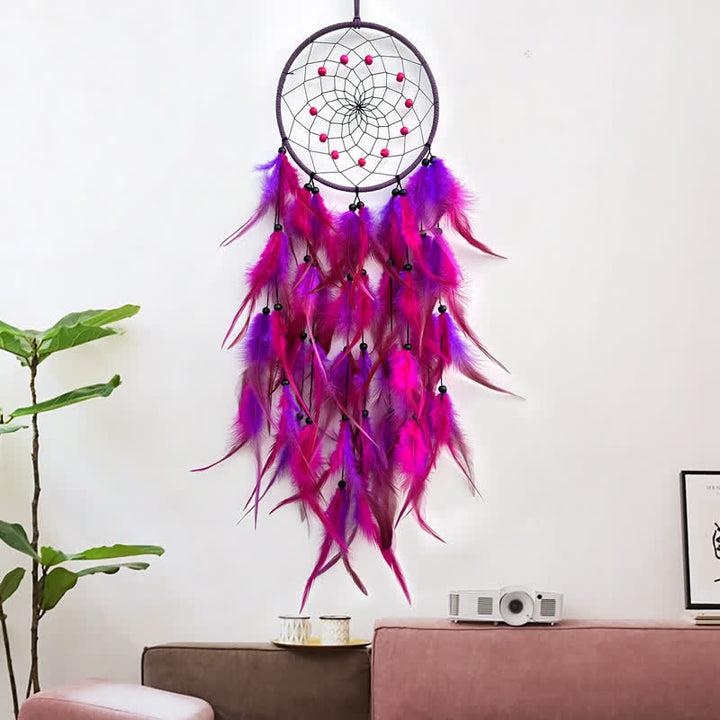 Olivenorma Nordic Style Handwoven Colorful Feather Dream Catcher