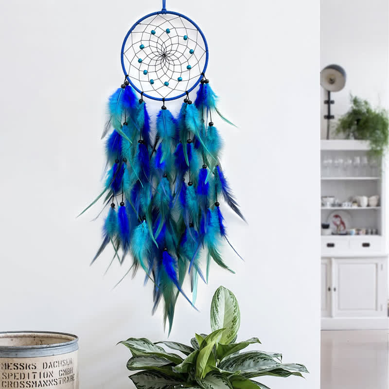 Olivenorma Nordic Style Handwoven Colorful Feather Dream Catcher