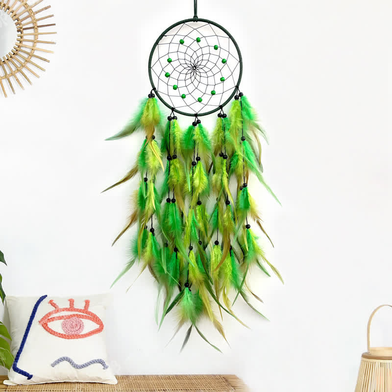 Olivenorma Nordic Style Handwoven Colorful Feather Dream Catcher