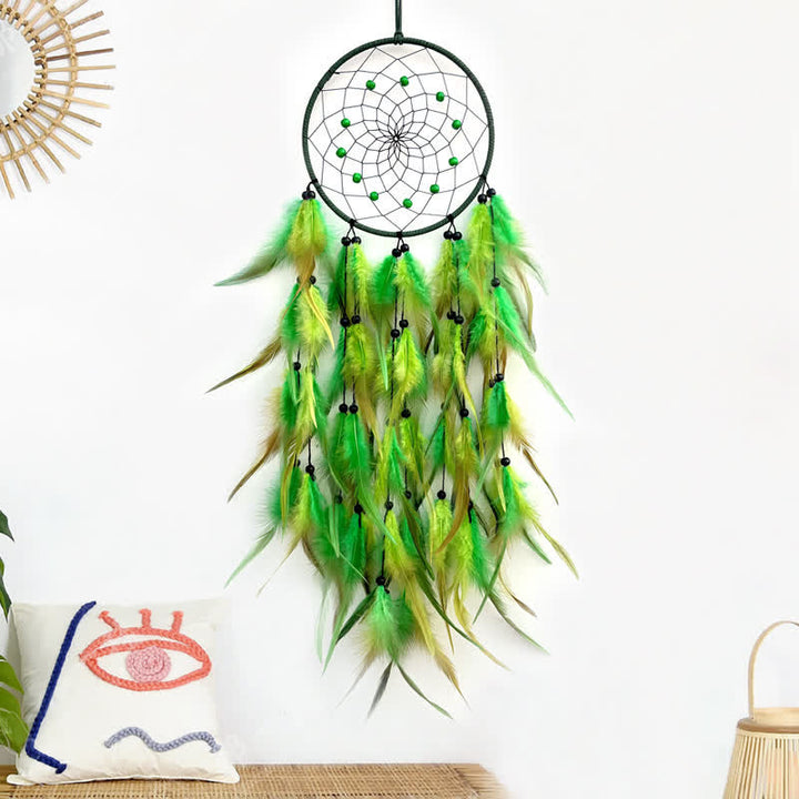 Olivenorma Nordic Style Handwoven Colorful Feather Dream Catcher