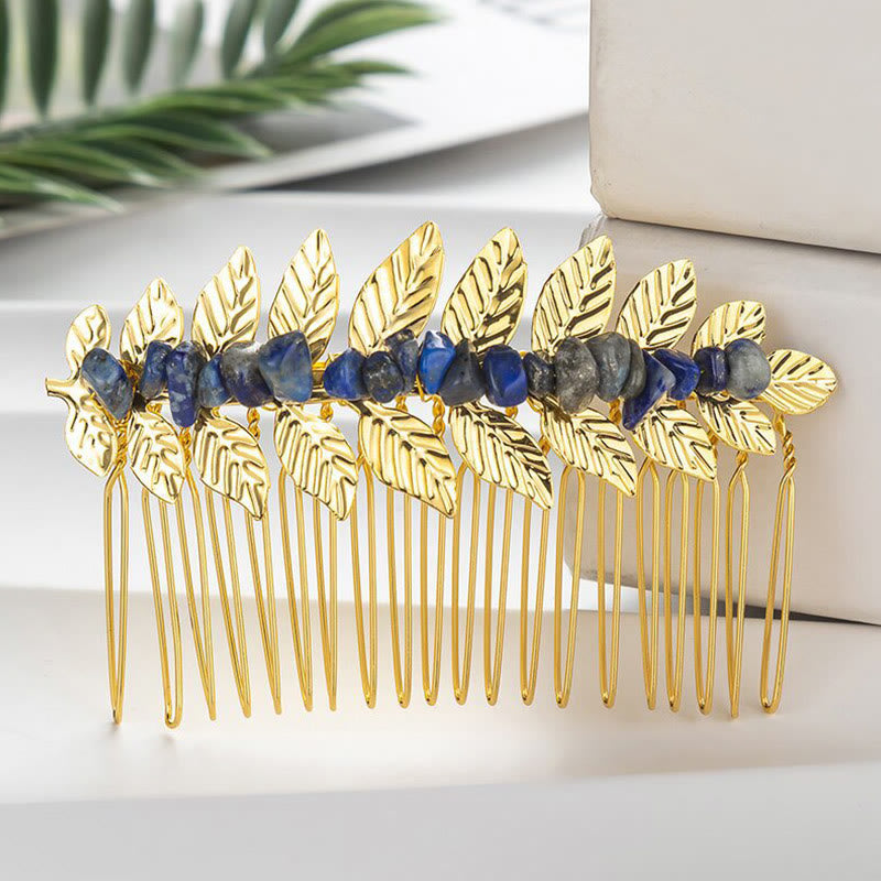 Olivenorma Natural Crystal Gemstone Hair Combs Hairpin - Lapis Lazuli - Gold Color - image 33