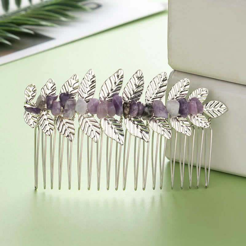 Olivenorma Natural Crystal Gemstone Hair Combs Hairpin - Lepidolite - Silver Color - image 29